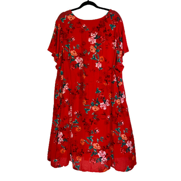 TORRID‎ Red Floral Gauze Lace-Up Skater Dress - Picture 13 of 16